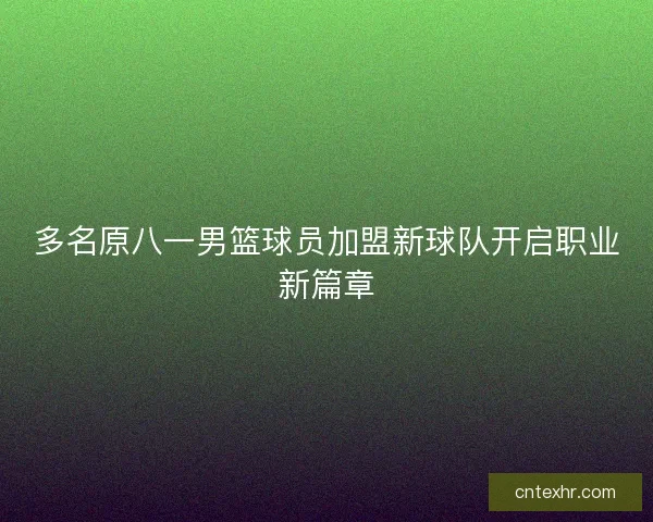 多名原八一男篮球员加盟新球队开启职业新篇章